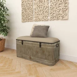 Farmhouse Upholstered Metal Storage Bench - Olivia & May -Baxton Studio Sale Shop GUEST 187722ca 2673 4887 b77e c36335796376