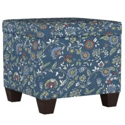 Fairland Square Storage Ottoman Bandana Blue - Skyline Furniture