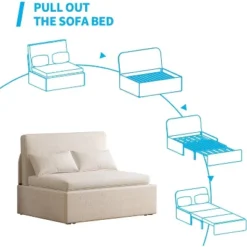 Mjkone Queen Size Pull Out Sofa Bed, 2-in-1 Modern Pull Out Linen Sleeper Sofa Couch -Baxton Studio Sale Shop GUEST 18c74c42 bb7c 4583 8606 ba27864a3ef0