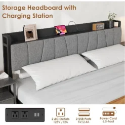 Bed Frame With Storage Headboard, Industrial Platform Bed With 2 Large Drawers And Charging Station, Black No Box Spring Needed Bed Frame -Baxton Studio Sale Shop GUEST 18da7803 01b5 4cfb ba23 c7f9bf1c1d34