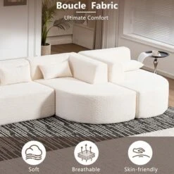 144"W Modular Sectional Sofa, Oversized Upholstered Cloud Couch With 2 Chaise Lounge & 5 Pillows - ModernLuxe -Baxton Studio Sale Shop GUEST 190530d3 66dc 4146 8f28 7752504374c8