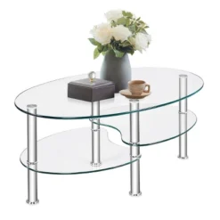 Costway Tempered Glass Oval Side Coffee Table Shelf Chrome Base Living Room Clear 14 Costway Tempered Glass Oval Side Coffee Table Shelf Chrome Base Living Room Clear -Baxton Studio Sale Shop GUEST 19185e06 a9d8 46b8 b45d d3f6945c5567