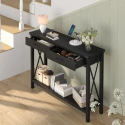 Whizmax Entryway Table, Hallway Table For Entryway, Farmhouse Console Table With Drawers, Wood Sofa Table For Living Room, Foyer -Baxton Studio Sale Shop GUEST 192e62b0 8e51 4457 bfe8 ef52ad7a0ab2