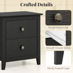 Tangkula Modern Nightstand W/ Storage 2 Drawers & Support Legs For Bedroom Black -Baxton Studio Sale Shop GUEST 19654ec6 2b51 440f b598 6fb6ce0509bc