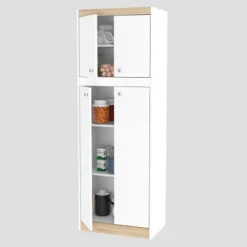 4 Doors Kitchen Storage Cabinet White/Oak - Inval -Baxton Studio Sale Shop GUEST 19668e74 8079 4466 abd2 c0ba95e3a1eb