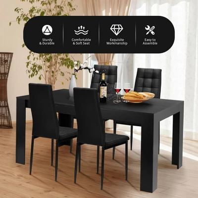 Costway 5pcs Dining Set Wood Table And 4 Fabric Chairs Home Kitchen Modern 3 Costway 5pcs Dining Set Wood Table And 4 Fabric Chairs Home Kitchen Modern - Image 3