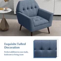 Costway Modern Tufted Fabric Accent Chair Upholstered Armchair With Rubber Wood Legs Blue/Grey -Baxton Studio Sale Shop GUEST 197d8d34 9568 4e44 9047 f4e2ba4d4202