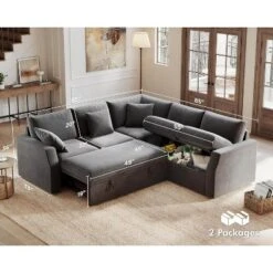 AMERLIFE 85 Inch Pull Out Sleeper Sofa Bed With Storage
