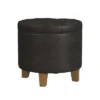Round Storage Ottoman Faux Leather - HomePop
