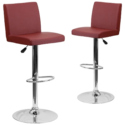 Emma And Oliver 2 Pack Contemporary Vinyl Adjustable Height Barstool With Panel Back And Chrome Base 11 Emma And Oliver 2 Pack Contemporary Vinyl Adjustable Height Barstool With Panel Back And Chrome Base - Image 11