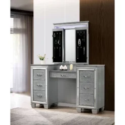 2pc Mallery Vanity Set With Stool Silver - HOMES: Inside + Out -Baxton Studio Sale Shop GUEST 1af5d629 35a0 4166 ab10 2cae923ea79b