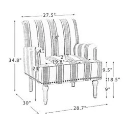 Venere Bedroom Wooden Upholstered Armchair With Nailhead Trim And Unique Stripe Design | ARTFUL LIVING DESIGN -Baxton Studio Sale Shop GUEST 1b09bcdd c6d9 4400 9a5d 75b5a55f6fd9