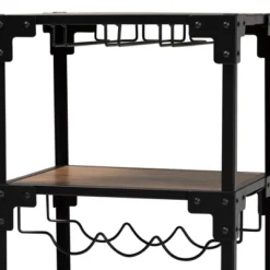 4 Tier Victor Wood And Metal Mobile Wine Cart Walnut/Black - Baxton Studio -Baxton Studio Sale Shop GUEST 1b399092 6937 4b17 a871 0386930a7b01