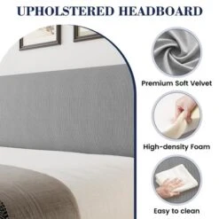 Queen Size Bed Frame With Upholstered Headboard,Wooden Platform Bed Frame With 2 Storage Pockets,Vertical Channel Tufted Wingback,Light Gray -Baxton Studio Sale Shop GUEST 1b621b34 75be 4ef1 af5f fae864c4704c