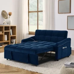 NicBex Loveseat Sofa Modern Comfy Upholstered Sleeper Sofa Bed With Adjustable Back And 2 Arm Pocket & USB Port For Living Room,Blue -Baxton Studio Sale Shop GUEST 1b93833c 0dd6 4012 abac d4120f75303c