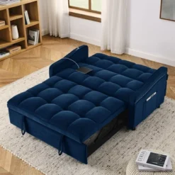 NicBex Loveseat Sofa Modern Comfy Upholstered Sleeper Sofa Bed With Adjustable Back And 2 Arm Pocket & USB Port For Living Room,Blue -Baxton Studio Sale Shop GUEST 1ba6c725 60bb 4045 8d9f ac927ce654be
