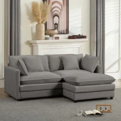 Mjkone 77'' L-Shaped Modular Deep Seat Sofa, Modern Chenille 3-Seat Cloud Sofa With Ottoman And Thickened Cushion 25 Mjkone 77'' L-Shaped Modular Deep Seat Sofa, Modern Chenille 3-Seat Cloud Sofa With Ottoman And Thickened Cushion -Baxton Studio Sale Shop GUEST 1bf6de4d 695e 4a69 b41a 43c6323ebc0c