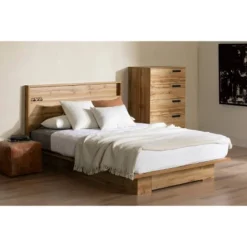 South Shore Full/Queen Platform Bed Nordik Oak: Laminated Particle Board With Built-In Storage Drawer -Baxton Studio Sale Shop GUEST 1c0cd338 2be7 4617 915c 297c3a0931d4