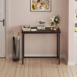 ODK 55 Inch Rectangular Modern Bar Height Narrow Pub, Kitchen, And Dining Table With Metal Legs, Easy To Clean Top, And Fast Assembly, Black -Baxton Studio Sale Shop GUEST 1c3a5876 a54d 43fe 86dc 50b3c29a41e8