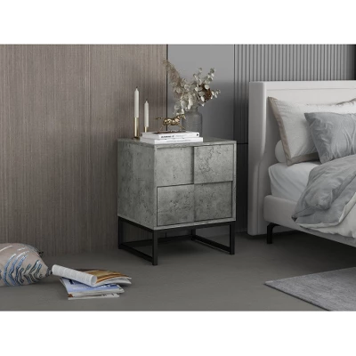 Adams 2 Drawers Cement Nightstand With Storage - The Pop Maison 11 Adams 2 Drawers Cement Nightstand With Storage - The Pop Maison - Image 11