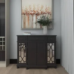 Glam Mirror And Wood Storage Cabinet Black - Olivia & May -Baxton Studio Sale Shop GUEST 1c591e95 21ad 4633 9e5d 3268eca50f45