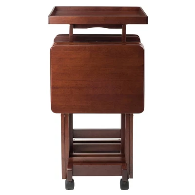 6pc Snack Table Set Walnut - Winsome 3 6pc Snack Table Set Walnut - Winsome - Image 3