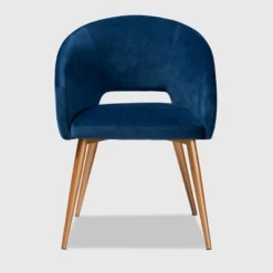 Vianne Velvet Upholstered Metal Dining Chair Navy Blue/Gold - Baxton Studio