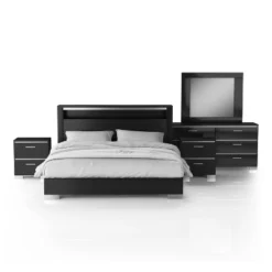 5pc Shorehaven Bedroom Set With 2 Nightstands Black/Chrome - MiBasics -Baxton Studio Sale Shop GUEST 1d901b6b 407a 4701 9a7a 8528b411762a