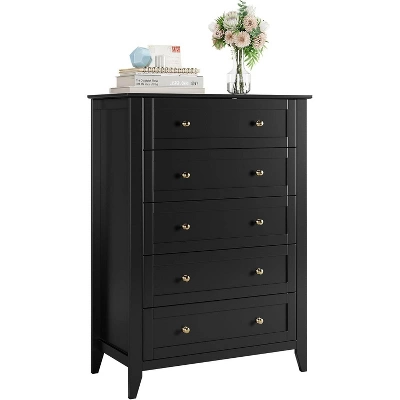 Acekool 5-Drawer Wood Dresser, Modern Minimalist Chest With Metal Handles, Storage Organizer For Bedroom, Living Room, Closet, Hallway 5 Acekool 5-Drawer Wood Dresser, Modern Minimalist Chest With Metal Handles, Storage Organizer For Bedroom, Living Room, Closet, Hallway - Image 5