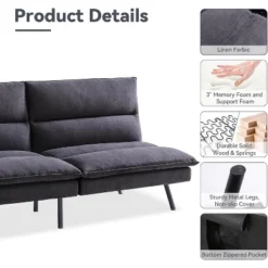 Dyonery 71 In Convertible Faux Leather Sofa Couch,Memory Foam Futon Couch Bed,Small Splitback Modern Loveseat Sleeper Sofa Bed For Living Room -Baxton Studio Sale Shop GUEST 1da632bb 98e4 40f9 a07a 9928b6814681