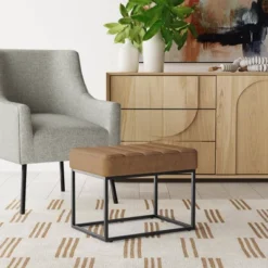 HomePop Theodore Small Ottoman -Baxton Studio Sale Shop GUEST 1df62c3c 00e7 4efd 9dfc 7bd9042728c3