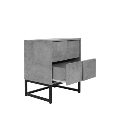 Adams 2 Drawers Cement Nightstand With Storage - The Pop Maison 5 Adams 2 Drawers Cement Nightstand With Storage - The Pop Maison - Image 5
