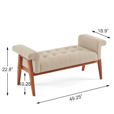 Christopher Knight Home Argus 49" Upholstered Tufted Wood Ottoman 2 Christopher Knight Home Argus 49" Upholstered Tufted Wood Ottoman - Image 2