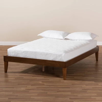 Lucina Walnut Platform Bed Frame Brown - Baxton Studio 5 Lucina Walnut Platform Bed Frame Brown - Baxton Studio - Image 5
