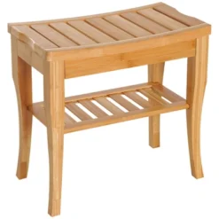 HOMCOM Long Bamboo Shower Bench Seat, 20" Wooden Spa Shower Stool With Underneath Storage Shelf Shoe Organizer 9 HOMCOM Long Bamboo Shower Bench Seat, 20" Wooden Spa Shower Stool With Underneath Storage Shelf Shoe Organizer -Baxton Studio Sale Shop GUEST 1e575988 ae3a 4e6c b7bf db8c2b3f983f