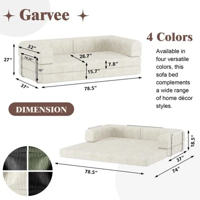 Convertible Corduroy Sleeper Sofa Bed, 3-Seater Folding Futon Couch With Fixed Frame, King Size Fold Out Floor Sofa, No Assembly Couch 1 Convertible Corduroy Sleeper Sofa Bed, 3-Seater Folding Futon Couch With Fixed Frame, King Size Fold Out Floor Sofa, No Assembly Couch