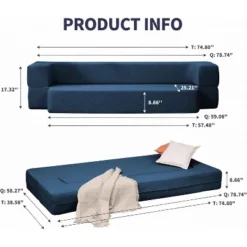 Mjkone Convertible Folding Sleeper Sofa Bed,futon Sofa Bed Memory Foam Mattress -Baxton Studio Sale Shop GUEST 1e8f59b5 9342 425e b1ac b7d2770468ba