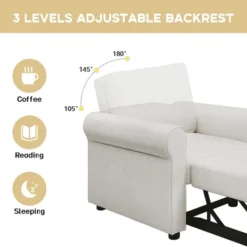 Whisen Convertible Pull Out Sofa Bed & Sleeper Chair, Adjustable Backrest With Thicked Cushions -Baxton Studio Sale Shop GUEST 1e919b69 879b 41a0 aa67 3ab5286a510f