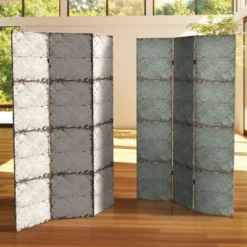 6" Double Sided Antiqued Paneling Canvas Room Divider Gray - Oriental Furniture -Baxton Studio Sale Shop GUEST 1eb524c6 e477 4763 a572 9735ba996749