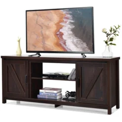 Costway 59'' TV Stand Media Console Center W/ Storage Cabinet For 65'' TV NaturalBlackCoffee -Baxton Studio Sale Shop GUEST 1ee94f25 79c7 4ec0 8e3d c9806be51d2a