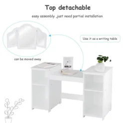 Costway Vanity Table Set Makeup Dressing Kids Girls Study Table Tri Folding Mirror 14 Costway Vanity Table Set Makeup Dressing Kids Girls Study Table Tri Folding Mirror -Baxton Studio Sale Shop GUEST 1f081f6d 3fdb 4f90 9243 ae8a0581acc3