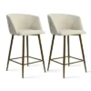 26" Chole Armrest Upholstered Counter Height Stool With Walnut Legs (Set Of 2)-Maison Boucle