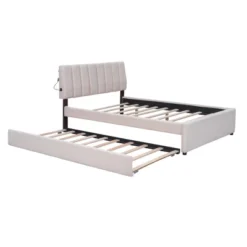 Queen/Full/Twin Size Teddy Fleece Upholstered Platform Bed With Trundle Bed And LED Lights-ModernLuxe 17 Queen/Full/Twin Size Teddy Fleece Upholstered Platform Bed With Trundle Bed And LED Lights-ModernLuxe -Baxton Studio Sale Shop GUEST 1fb05af1 6296 4764 8be4 810684c9ee4d