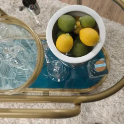 Coral Cape Bar Cart With Metal And Glass Satin Gold - Sauder -Baxton Studio Sale Shop GUEST 1fb9555c 413a 42af 9968 75c51dcf3cc0