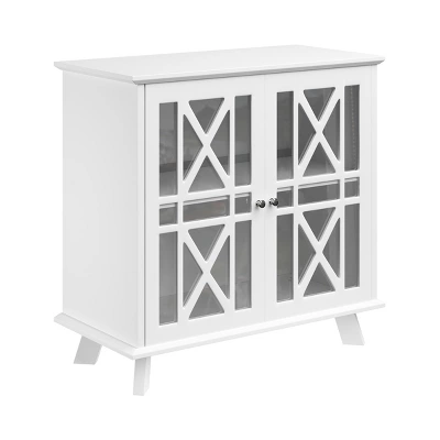 Buffet Cabinet With X-Pattern Doors – Entryway Table With Glass Display Cabinet For Kitchen, Bathroom Or Living Room Storage By Lavish Home (White) 7 Buffet Cabinet With X-Pattern Doors – Entryway Table With Glass Display Cabinet For Kitchen, Bathroom Or Living Room Storage By Lavish Home (White) - Image 7