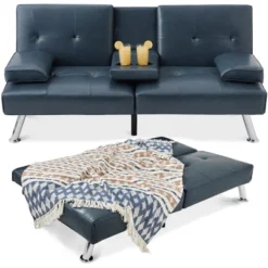 Best Choice Products Modern Faux Leather Convertible Futon Sofa W/ Removable Armrests, Metal Legs, 2 Cupholders -Baxton Studio Sale Shop GUEST 1ff9d19d f94b 49a8 95ca cdfb2f7e0039