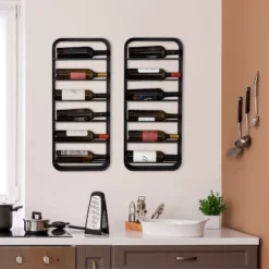 13" X 30" Armenta Metal Wall Hanging Wine Rack Gray - Kate & Laurel All Things Decor -Baxton Studio Sale Shop GUEST 1ff9f379 6138 427b 9c35 5e536ebb26f8