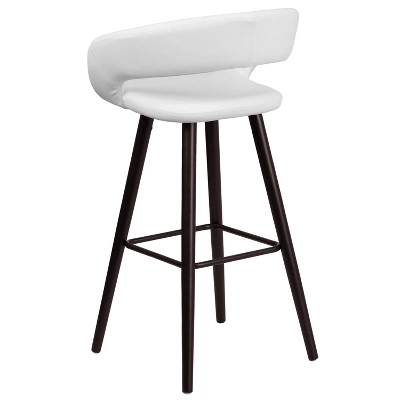 Emma And Oliver 29"H Wood Rounded Open Back Barstool 6 Emma And Oliver 29"H Wood Rounded Open Back Barstool - Image 6