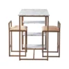 Marmo Breakfast Table Dining Set With Faux Marble Top Brass - Teamson Home