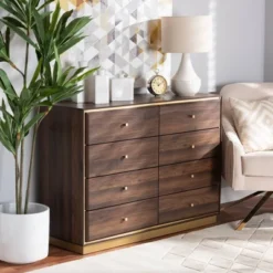 Cormac Wood And Metal 8 Drawer Dresser Walnut Brown/Gold - Baxton Studio 14 Cormac Wood And Metal 8 Drawer Dresser Walnut Brown/Gold - Baxton Studio -Baxton Studio Sale Shop GUEST 204a23dd 00fc 40e4 b239 599ed40bb39c